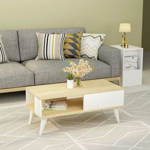 Masuta de cafea, Olivia, Seul, 90x40x45 cm, PAL , Safir / Alb imagine
