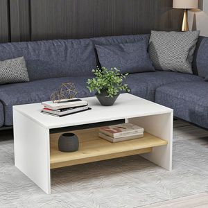 Masuta de cafea, Olivia, Apollon, 90x46.8x45 cm, PAL, Stejar alb / safir imagine