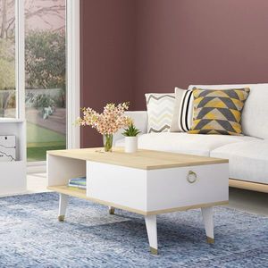 Masuta de cafea, Olivia, Delux, 90x42.4x45 cm, PAL , Safir / Alb imagine
