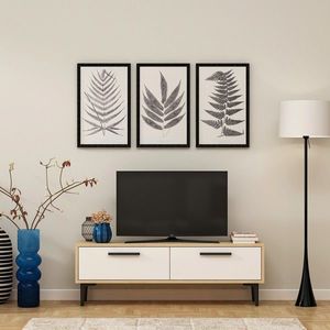 Comoda TV, Olivia, Leni, 120x45x29.6 cm, PAL, Stejar Safir / Alb imagine