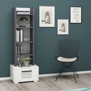 Corp biblioteca, Olivia, Dawn, 35x152.2x25.6 cm, PAL, Antracit/Alb imagine