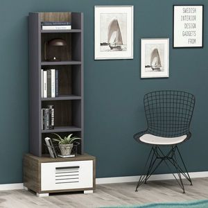 Corp biblioteca, Olivia, Dawn, 35x152.2x25.6 cm, PAL, Nuc / Alb / Antracit imagine