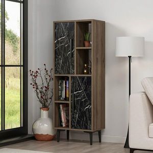 Dulap multifunctional, Olivia, Leni, 50x135x29.6 cm, PAL, Nuc / Marmură Neagră imagine