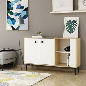 Consola, Olivia, Sahra, 120x75x35 cm, PAL, Stejar Safir / Alb imagine