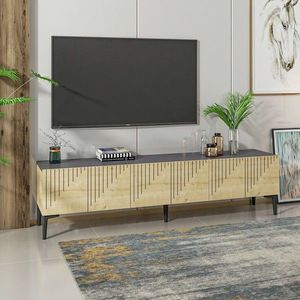 Comoda TV, Olivia, Artemis, 180x45x37 cm, PAL, Stejar safir / Antracit imagine