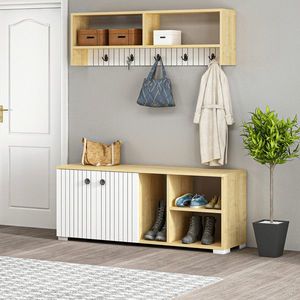Cuier de perete, Olivia, Sarandon, 120x51.6x31.4 cm, PAL, Alb / Safir imagine