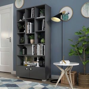 Corp biblioteca, Olivia, Penguen, 93.6x186.6x29.6 cm, PAL, Antracit imagine