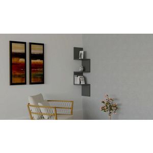 Raft de perete, Puqa Design, Zikzak, 105.4x25x25 cm, PAL, Antracit imagine