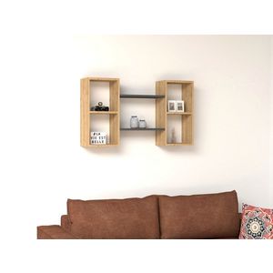 Raft de perete, Puqa Design, Bambi, 105x60x19.6 cm, PAL, Safir / Antracit imagine