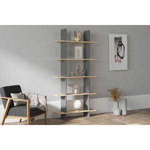 Corp biblioteca, Puqa Design, Lina, 80x160x19.6 cm, PAL, Safir / Antracit imagine