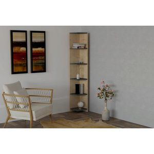 Corp biblioteca, Puqa Design, Porto, 25x160x25 cm, PAL, Safir / Antracit imagine