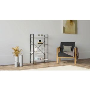 Corp biblioteca, Puqa Design, Mina, 60x100x24 cm, PAL, Alb/Negru imagine
