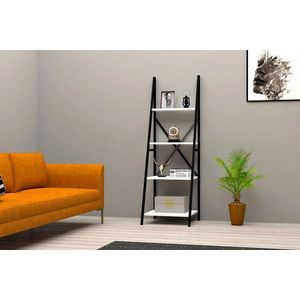 Corp biblioteca, Puqa Design, Passi, 50x150x44 cm, PAL, Alb/Negru imagine