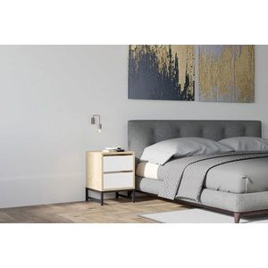 Noptiera, Puqa Design, Cefalu, 40x55x40 cm, PAL, Safir / Alb imagine