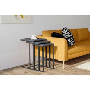 Set masute 3 piese, Puqa Design, Black Mermer, PAL, Negru imagine