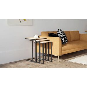 Set masute 3 piese, Puqa Design, Roma, PAL, Safir / Negru imagine