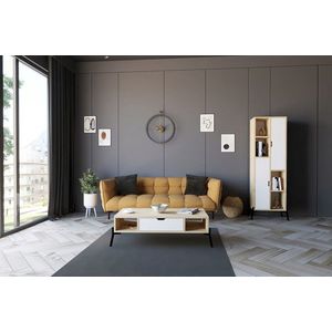 Masuta de cafea, Puqa Design, Faro, 100x28.2x50 cm, PAL, Stejar Safir / Alb imagine