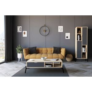 Masuta de cafea, Puqa Design, Serpa, 100x28.2x50 cm, PAL, Stejar safir / Antracit imagine