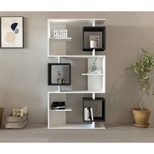 Corp biblioteca, Puqa Design, Icardi, 90x171.9x24.6 cm, PAL, Alb / Antracit imagine