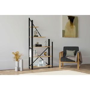 Corp biblioteca, Puqa Design, Eagle, 80x169.5x24 cm, PAL, Safir / Negru imagine