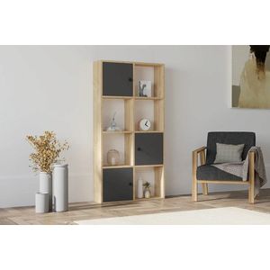 Corp biblioteca, Puqa Design, Ena, 77.8x151.4x22 cm, PAL, Safir / Antracit imagine