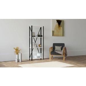 Corp biblioteca, Puqa Design, London, 60x149.5x29 cm, PAL, Alb/Negru imagine