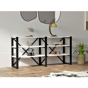 Corp biblioteca, Puqa Design, Bodrum, 133.2x65x32.1 cm, PAL, Alb/Negru imagine