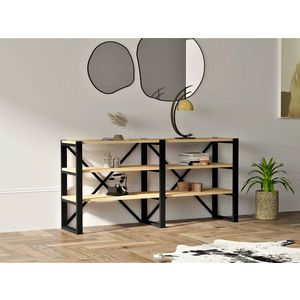 Corp biblioteca, Puqa Design, Datça, 133.2x65x32.1 cm, PAL, Safir / Negru imagine