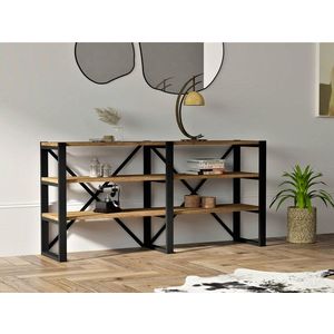 Corp biblioteca, Puqa Design, Milas, 133.2x65x32.1 cm, PAL, Nuc / Negru imagine