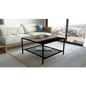 Masuta de cafea, Puqa Design, Dubois, 80x45x80 cm, PAL, Pin Atlantic / Negru imagine
