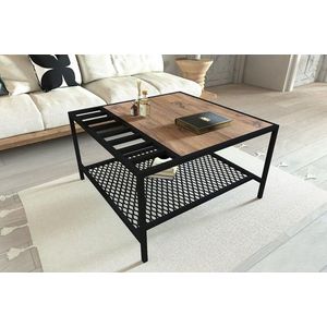 Masuta de cafea, Puqa Design, Gomis, 80x45x80 cm, PAL, Pin Atlantic / Negru imagine