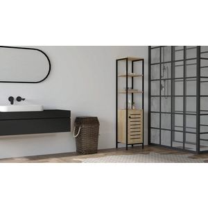 Dulap de baie, Puqa Design, Gala, 38x162.2x34 cm, PAL, Safir / Negru imagine