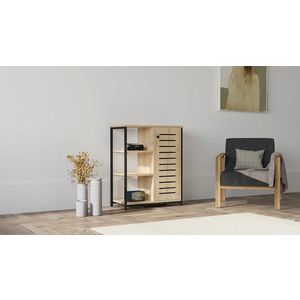 Corp biblioteca, Puqa Design, Ihlamur, 72x83.7x34 cm, PAL, Safir / Negru imagine