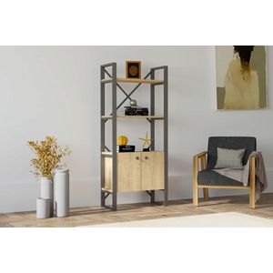 Corp biblioteca, Puqa Design, Milano, 64x160x32 cm, PAL, Safir / Negru imagine
