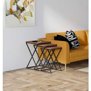Set masute 3 piese, Puqa Design, Z Zigon, Lemn, Nuc / Negru imagine
