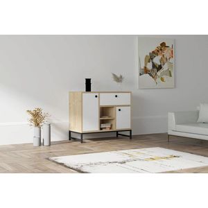 Consola, Puqa Design, İnci, 90x75x40 cm, PAL, Alb/Negru imagine