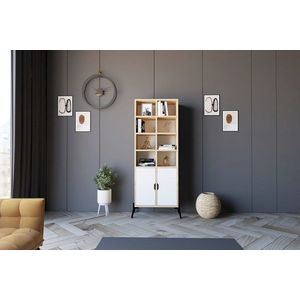 Corp biblioteca, Puqa Design, Lido, 58.6x160x30 cm, PAL, Stejar Safir / Alb imagine