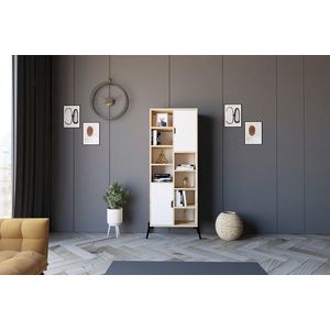 Corp biblioteca, Puqa Design, Otranto, 58.6x160x30 cm, PAL, Stejar Safir / Alb imagine