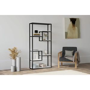 Corp biblioteca, Puqa Design, Emina, 85x182x29 cm, PAL, Alb/Negru imagine