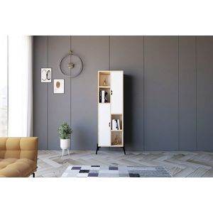 Corp biblioteca, Puqa Design, Sorrento, 48.2x160x30 cm, PAL, Stejar Safir / Alb imagine