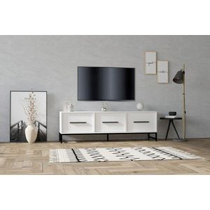 Comoda TV, Puqa Design, Melody, 160x50x40 cm, PAL, Alb imagine