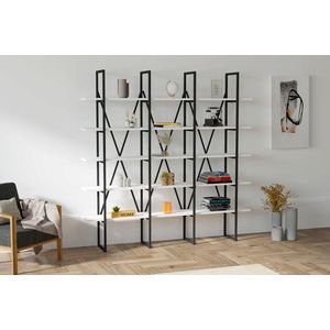 Corp biblioteca, Puqa Design, Beylerbeyi, 160x160x26 cm, PAL, Alb/Negru imagine