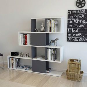Corp biblioteca, Retricy, Karlin, 120x19.5x109 cm, PAL, Alb / Antracit imagine