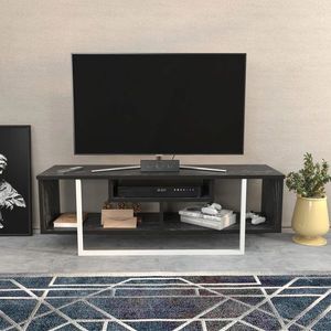 Comoda TV, Retricy, Asal 120, 120x35.2x40.2 cm, PAL, Alb/Negru imagine