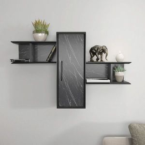 Raft de perete, Retricy, Olida, 118.6x35x51.8 cm, PAL, Negru imagine