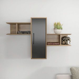 Raft de perete, Retricy, Olida, 118.6x35x51.8 cm, PAL, Nuc / Negru imagine