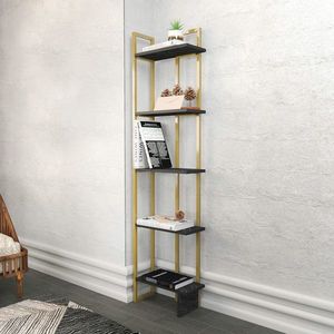 Corp biblioteca, Retricy, Alice, 45.2x21.6x180 cm, PAL, Negru imagine