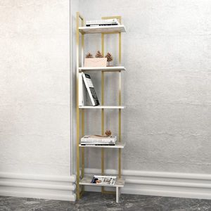 Corp biblioteca, Retricy, Alice, 45.2x21.6x180 cm, PAL, Alb/Auriu imagine
