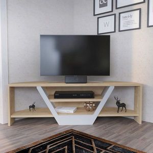 Comoda TV, Retricy, Sares, 120x35x36.8 cm, PAL, Stejar alb imagine