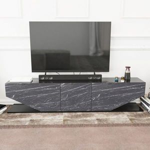 Comoda TV, Retricy, Inci, 180x30x45 cm, PAL, Negru imagine